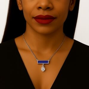 Lilac, Rive Blue & Clear Swarovski Crystal Necklace – Sterling Silver Overlay